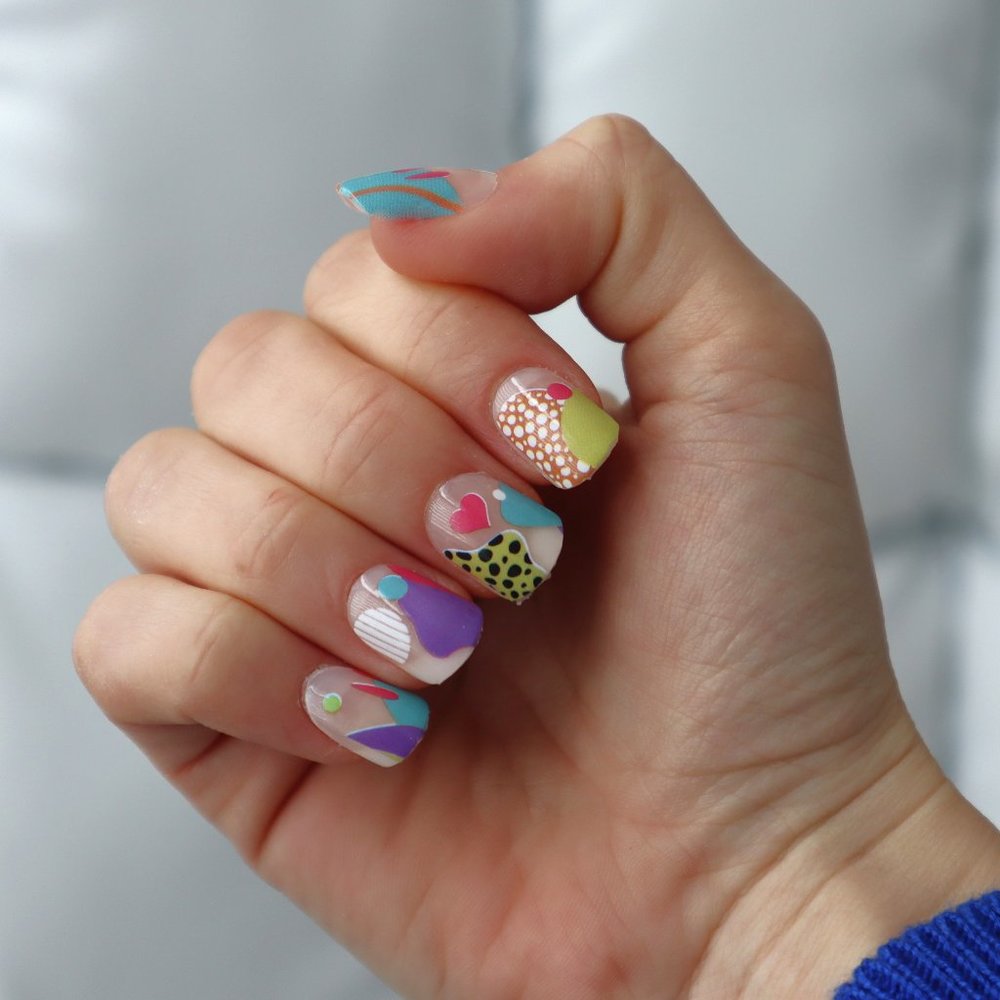 Exclusive Colorful Abstract Art Negative Space Nail Wraps, Nail Polish Stickers
